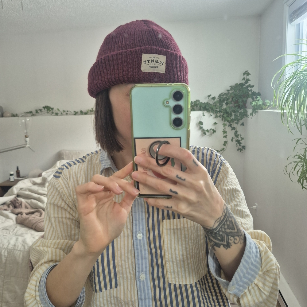 Plenty Burgundy Knit Beanie with Front Patch
